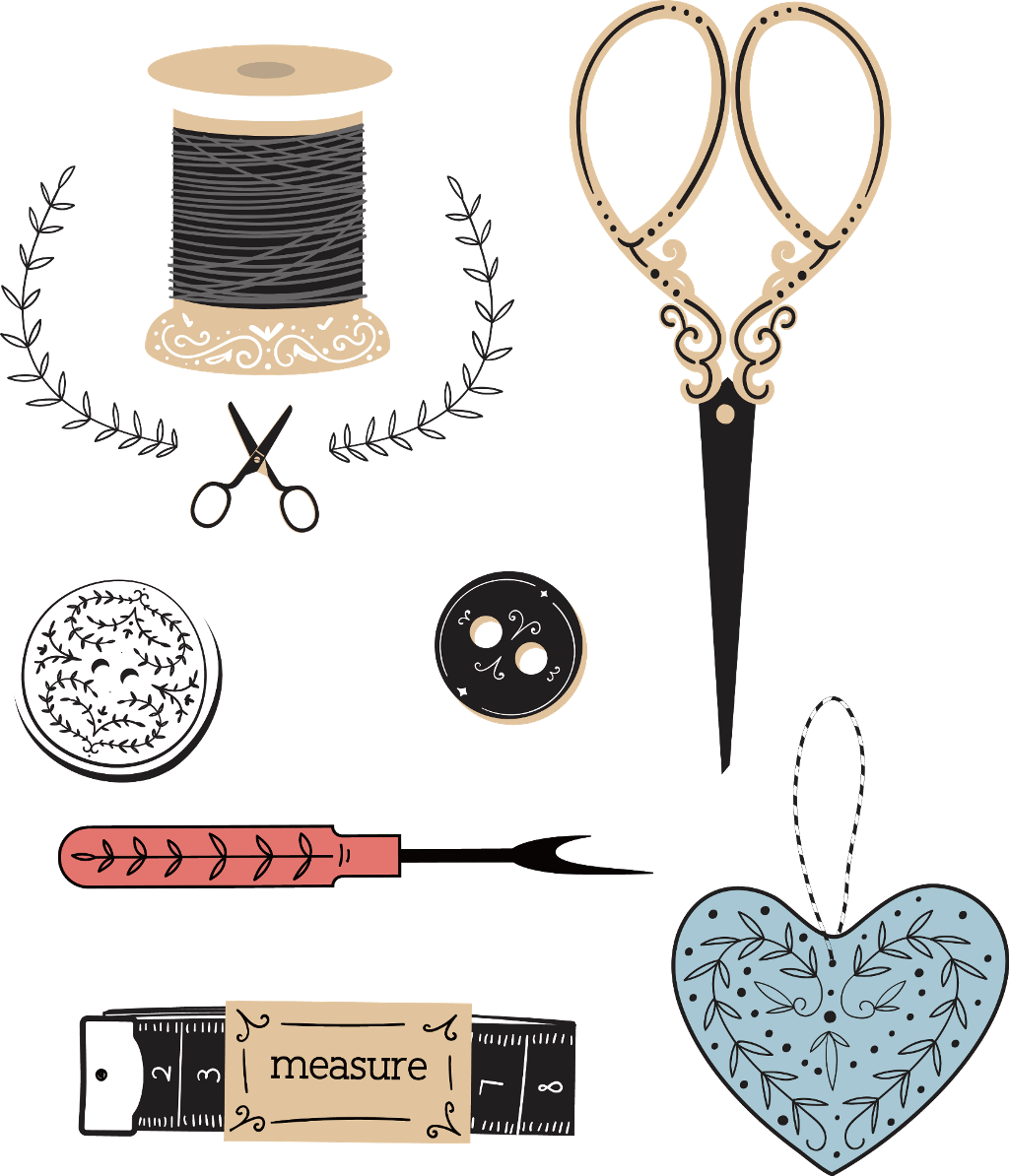 Sewing Sticker - Elementos De Costurera Png (1024x1194), Png Download