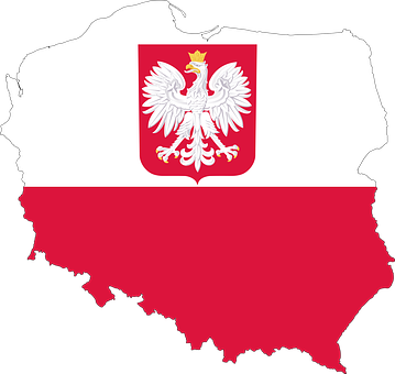 Poland, Country, Europe, Flag, Borders - Poland Map With Flag (359x340), Png Download