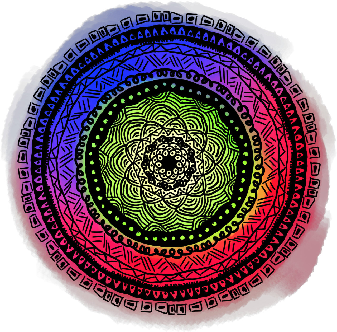 Watercolor Mandala Available On My Redbubble - Circle (1280x1280), Png Download
