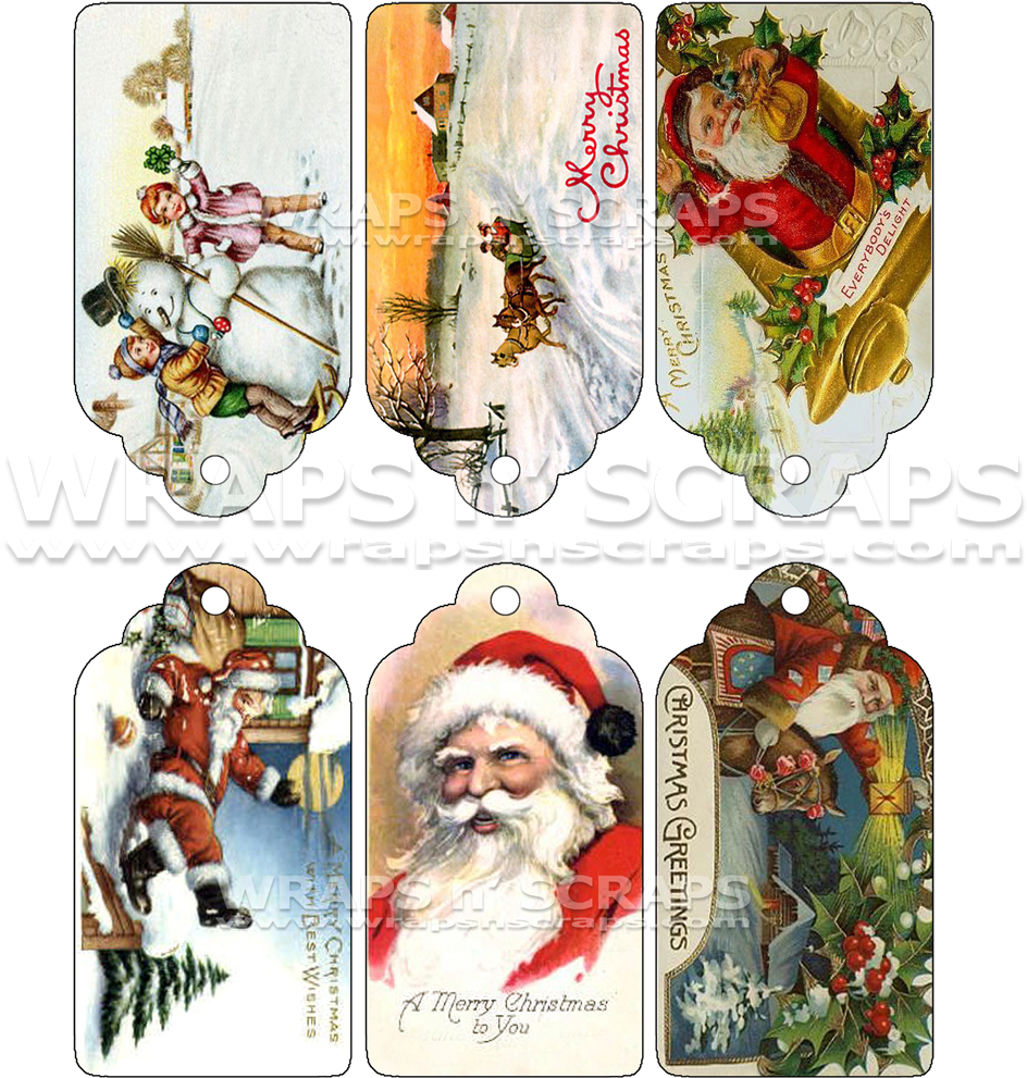Victorian Christmas Gift Tags - Shih Tzu Christmas Cards Two Greeting Cards (1000x1000), Png Download