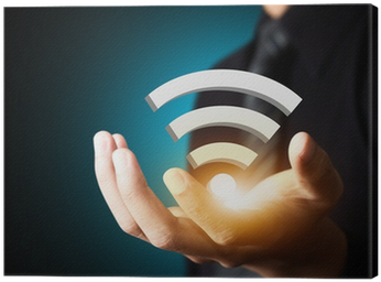 Wifi Technology Symbol In Businessman Hand Canvas Print - Wifi Services (400x400), Png Download
