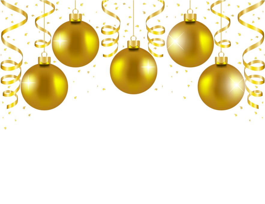 Download Gold Christmas Balls Png Clipart Christmas - Gold Christmas Ornaments Png (900x715), Png Download