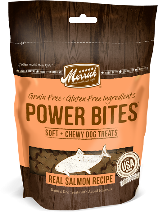 Merrick Power Bites Grain Free Salmon Dog Treats - Merrick Power Bites Chicken Recipe Treats (650x748), Png Download