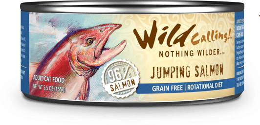 Jumping Salmon® - Wild Calling Jumping Salmon Grain Free Canned Cat Food (532x257), Png Download