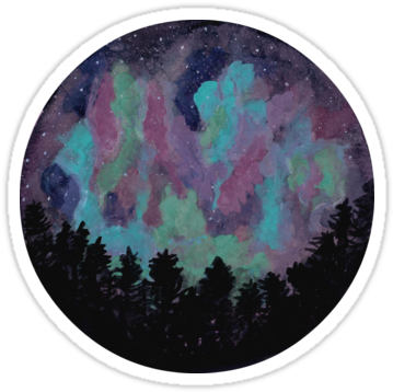 A Spherical Impressionistic Study Of A Night Sky Filled - Watercolor Painting (375x360), Png Download