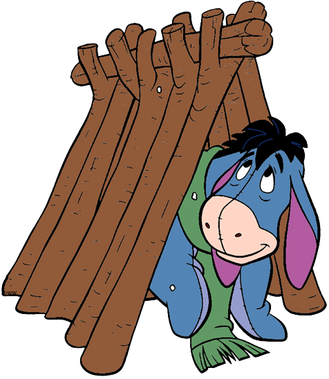 Eeyore-shelter - Winter (476x548), Png Download