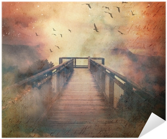 Atmospheric Scene Of A Flock Of Birds And Wooden Bridge - Cloud (400x400), Png Download