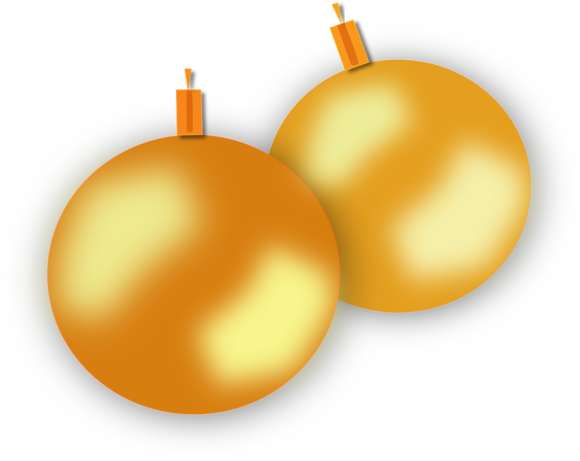 Gold, Christmas, Balls, Ornaments, Ball, Ornament - Yellow Christmas Ornaments Png (640x489), Png Download