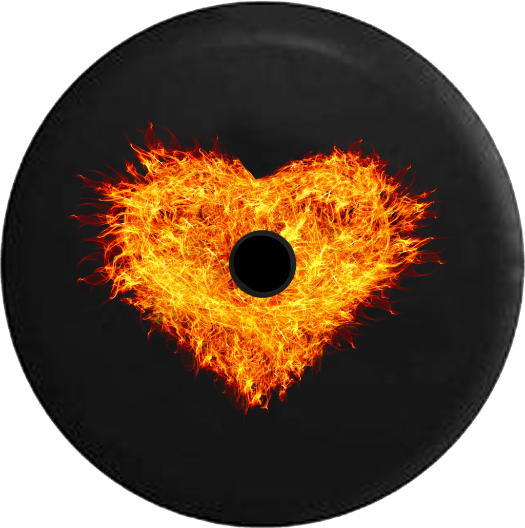 Jeep Wrangler Jl Backup Camera Burning Heart Real Fire - Tirecoverpro Full Color Great Barrier Reef Great White (1024x1029), Png Download