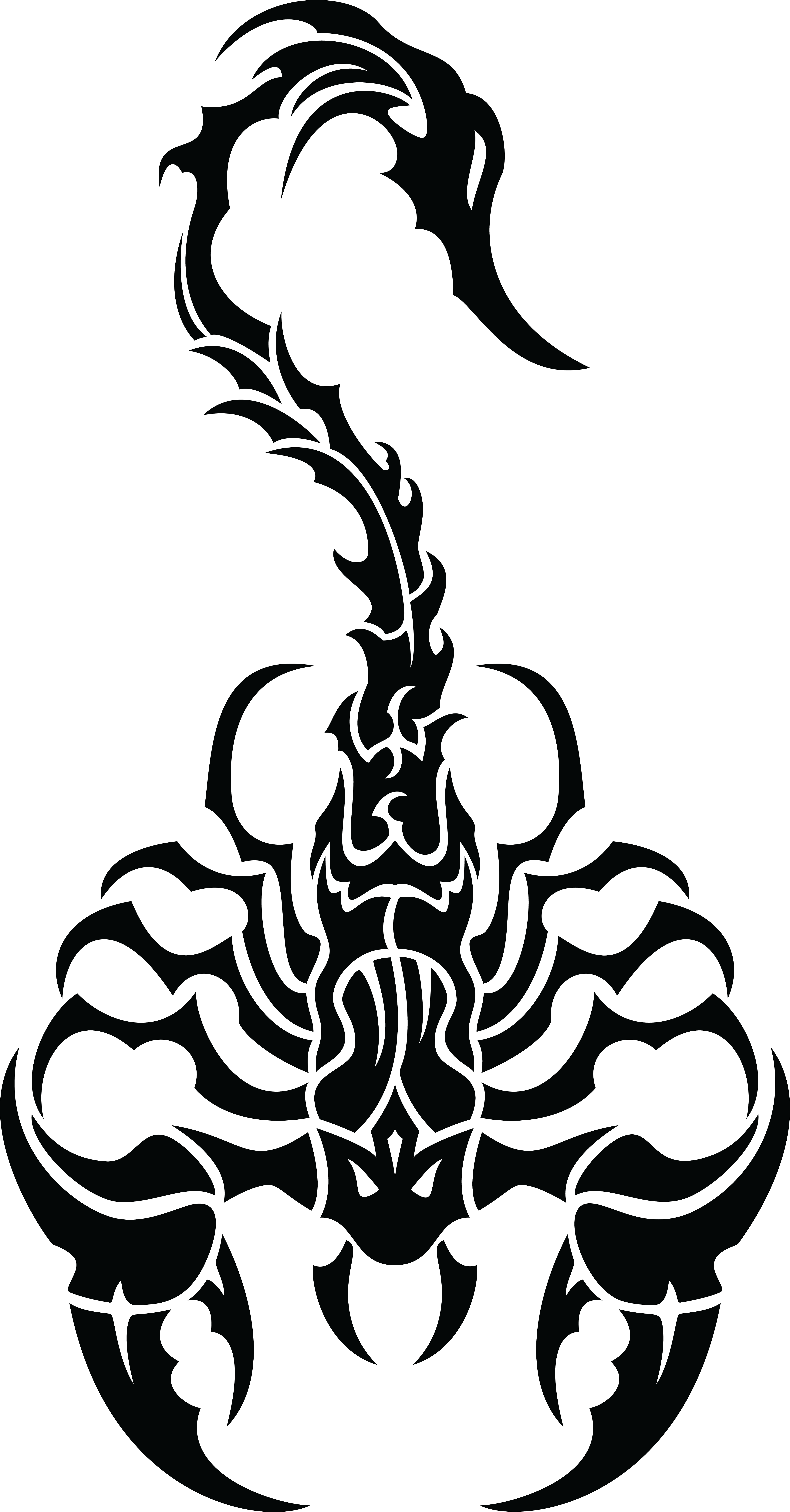 Free Clipart Of A Black And White Tribal Scorpion - Scorpion Art (4184x8000), Png Download