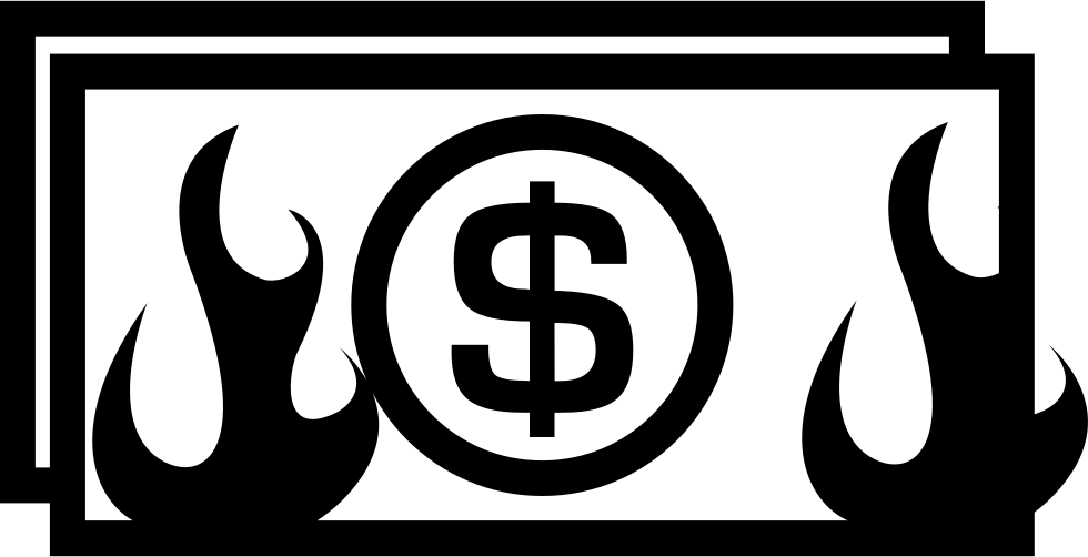 Dollars Money Bills Papers Burning On Fire Flames Comments - Money Magnifying Glass Icon (980x502), Png Download