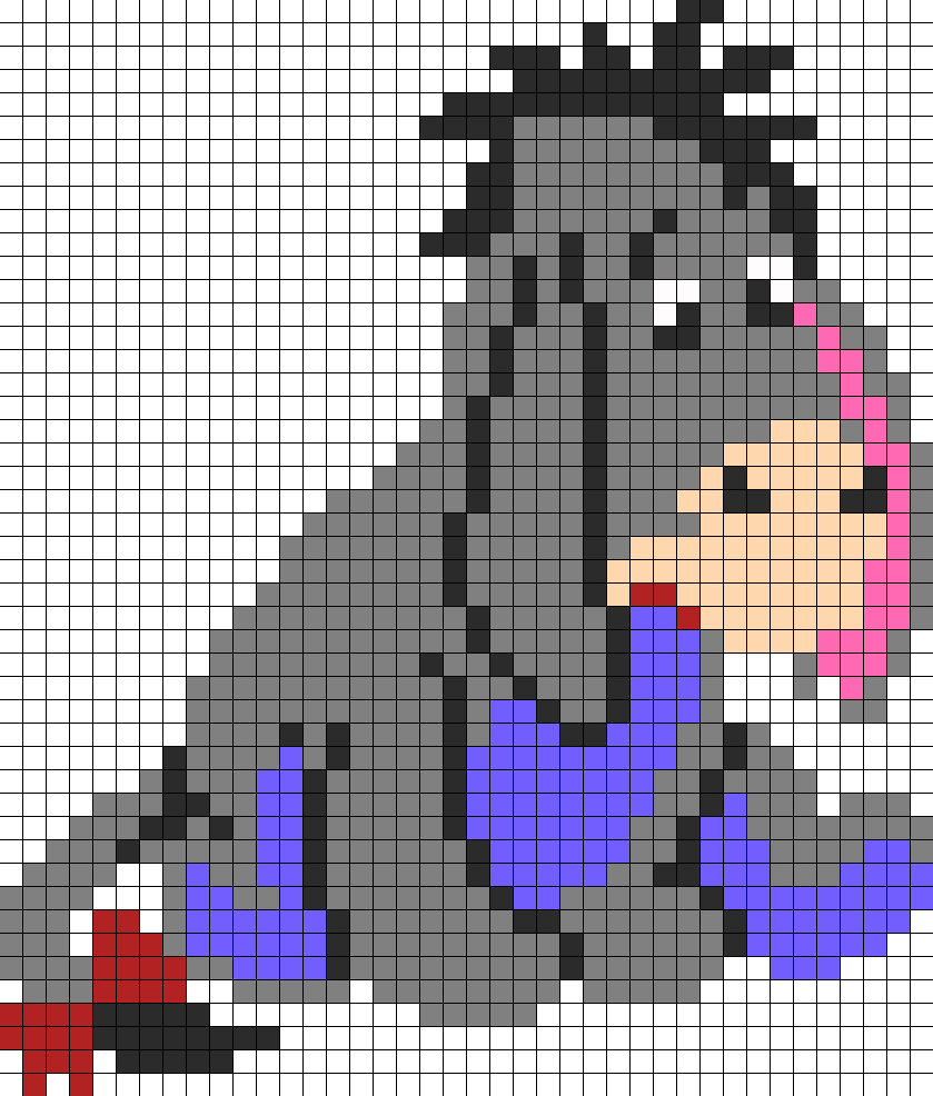 Eeyore Perler Bead Pattern / Bead Sprite - Minecraft Pixel Art Templates Disney (839x986), Png Download