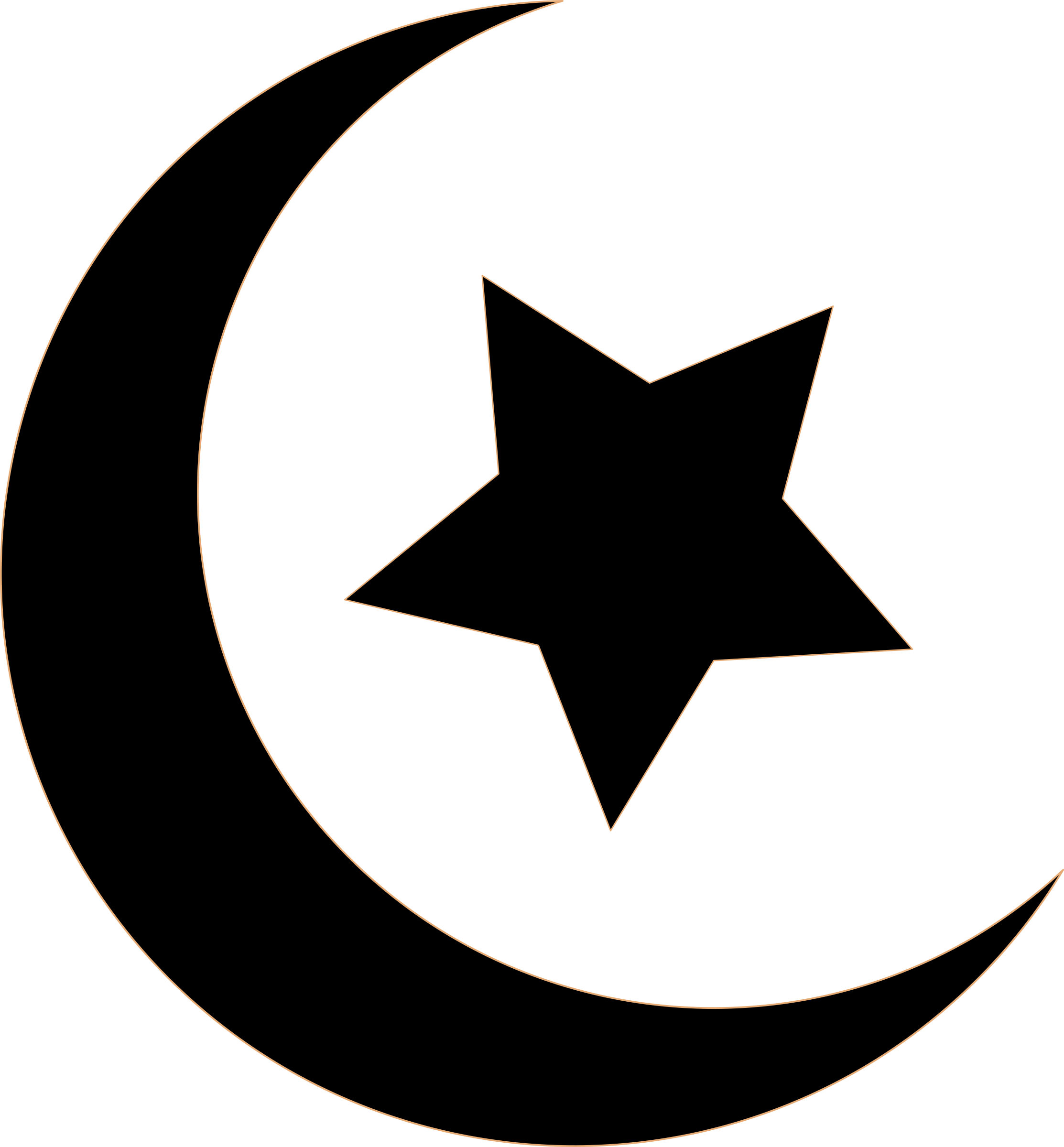 This Free Icons Png Design Of Black Crescent And Star (2226x2400), Png Download