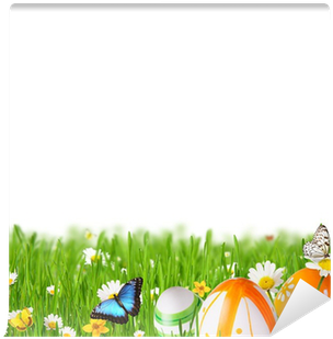Yelewen 5x7ft Easter Day Eggs Flowers Butterflies Thin (400x400), Png Download