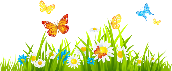 Ground Clipart Easter Grass - Grass With Flower Clipart (600x258), Png Download
