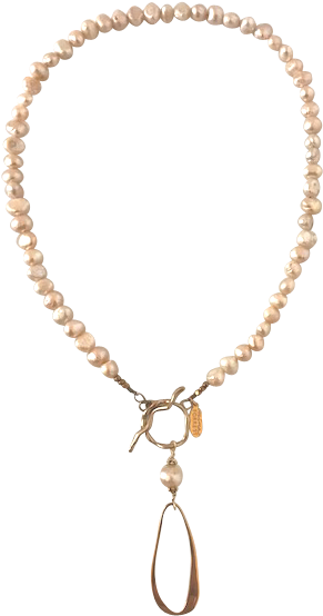 Pink Pearl And Bronze Front Toggle Necklace (480x640), Png Download