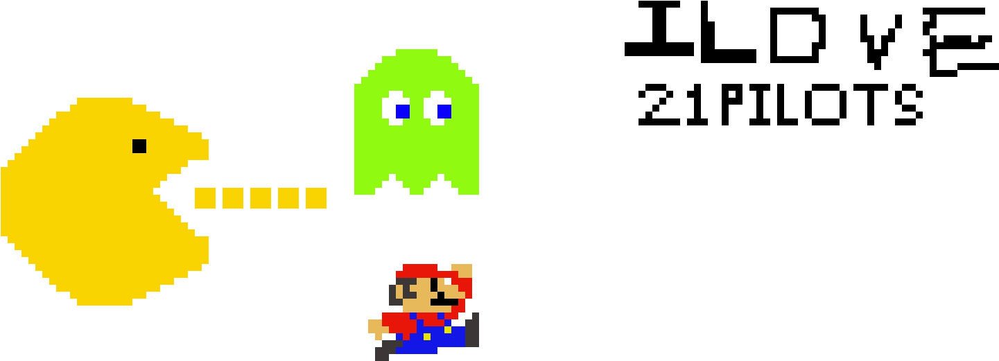 Pacman And Mario 21 Pilots (1530x560), Png Download