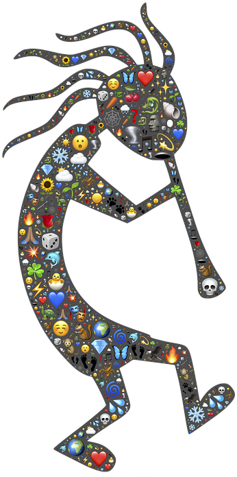 Kokopelli, Trickster, Symbol, Spirit, Fun, Emoji, Life (472x720), Png Download
