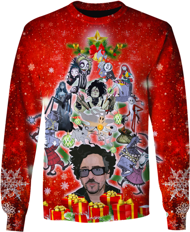 3d Tim Burton Marry Christmas Tshirt (800x799), Png Download