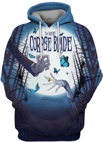 3d Tim Burton's Corpse Bride Hoodie (600x599), Png Download