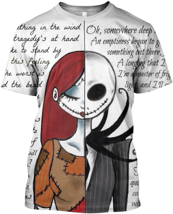 3d Tim Burton Nightmare Before Christmas Poem Tshirt (800x799), Png Download