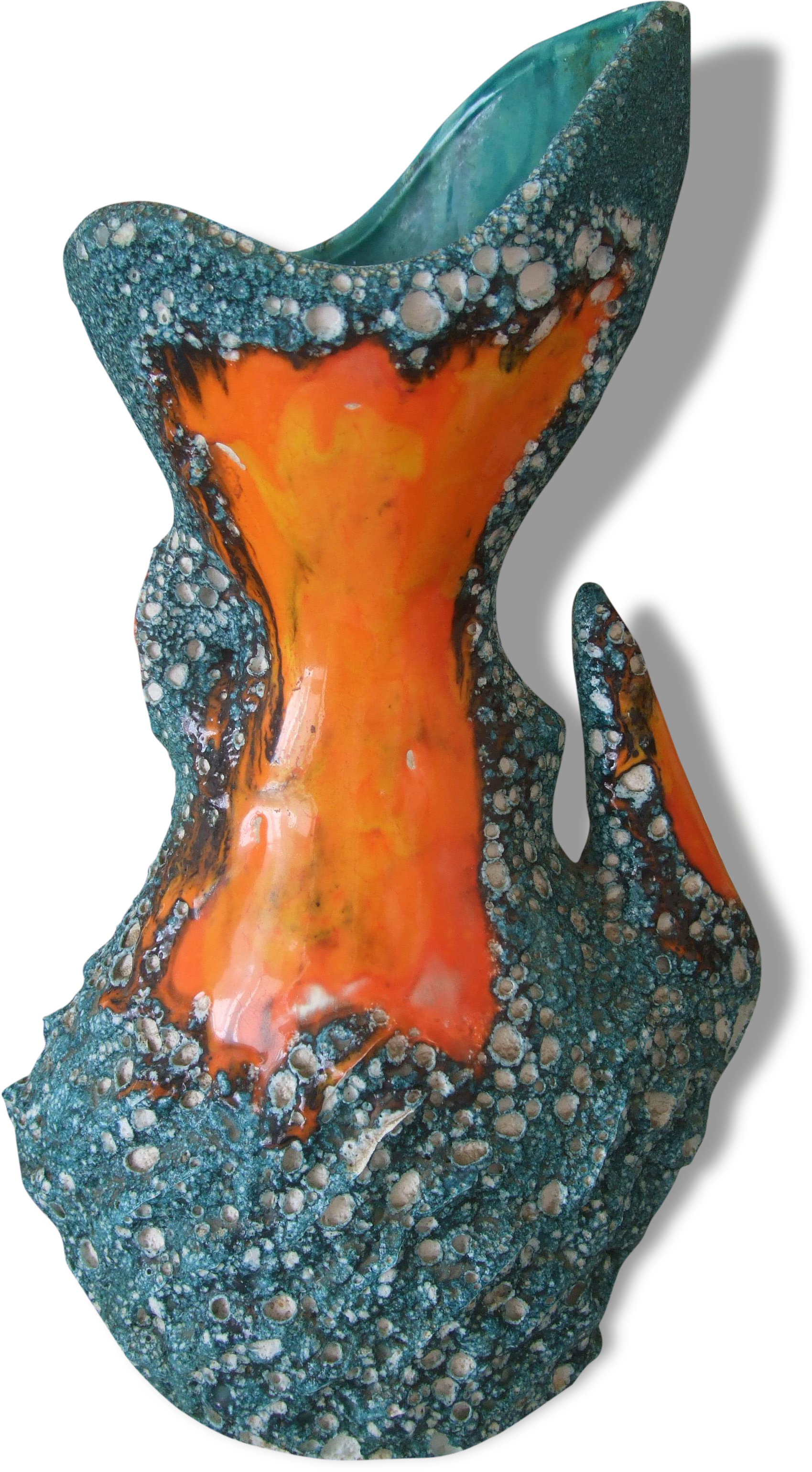 Vase Céramique Vallauris Fat Lava Orange Et Vert Haut (2472x3296), Png Download