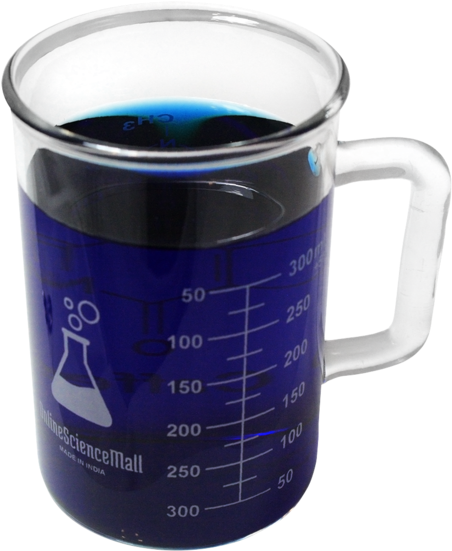 400ml Caffeine Molecule Glass Beaker Mug W/handle (548x600), Png Download