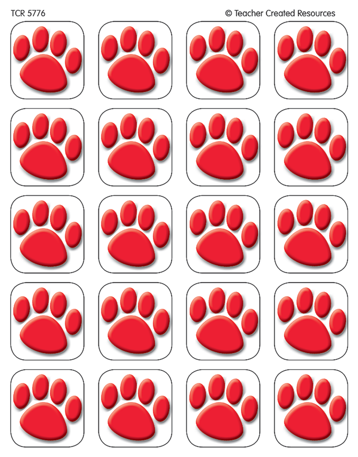 Tcr 5776 Red Paw Print Stickers (900x900), Png Download