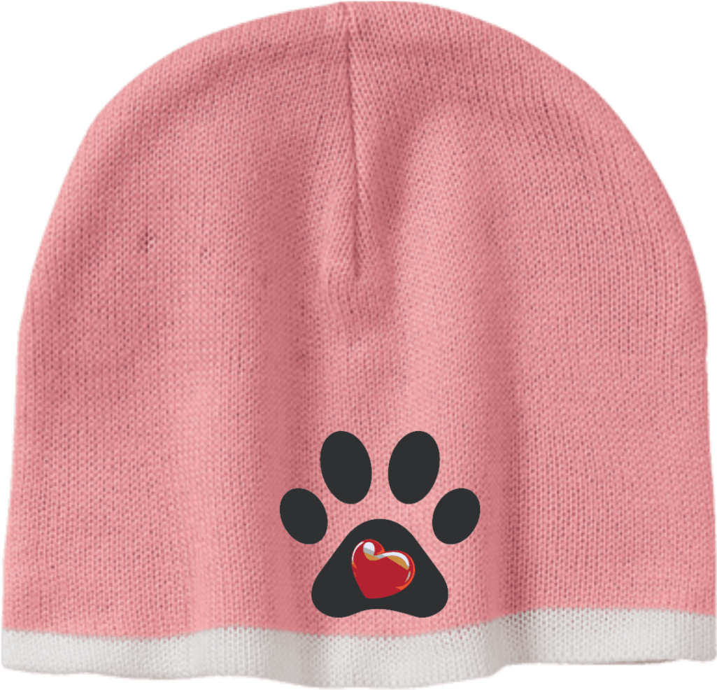 My Heart Paw Print Embroidered Beanie (1024x1024), Png Download