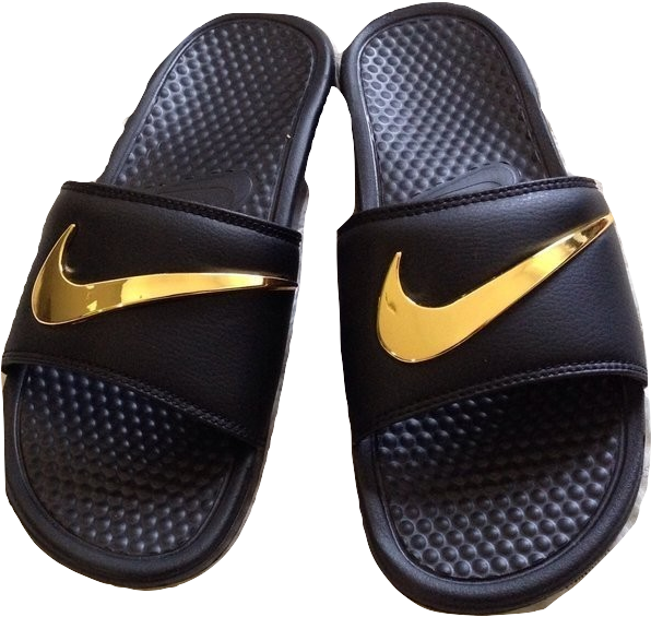 gold nike sandals