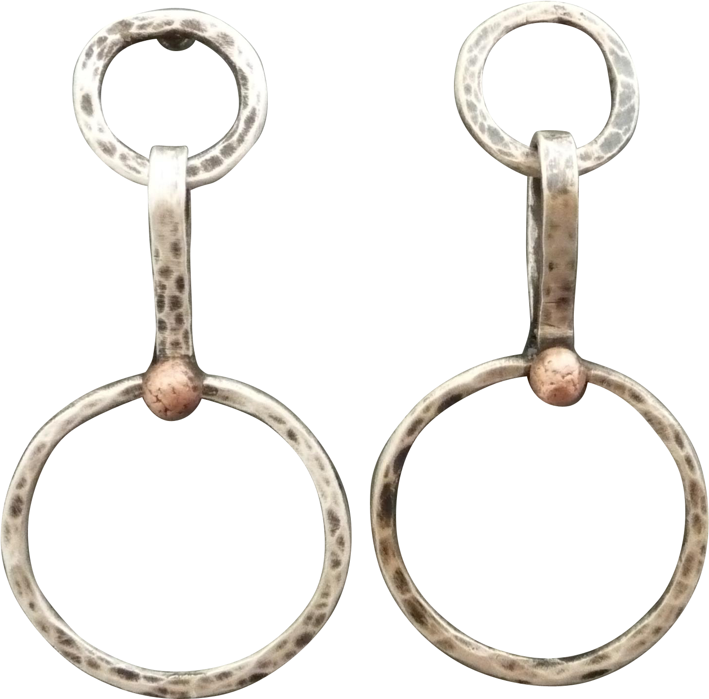Mixed Metal Copper And Sterling Silver Textured Post (1442x1442), Png Download