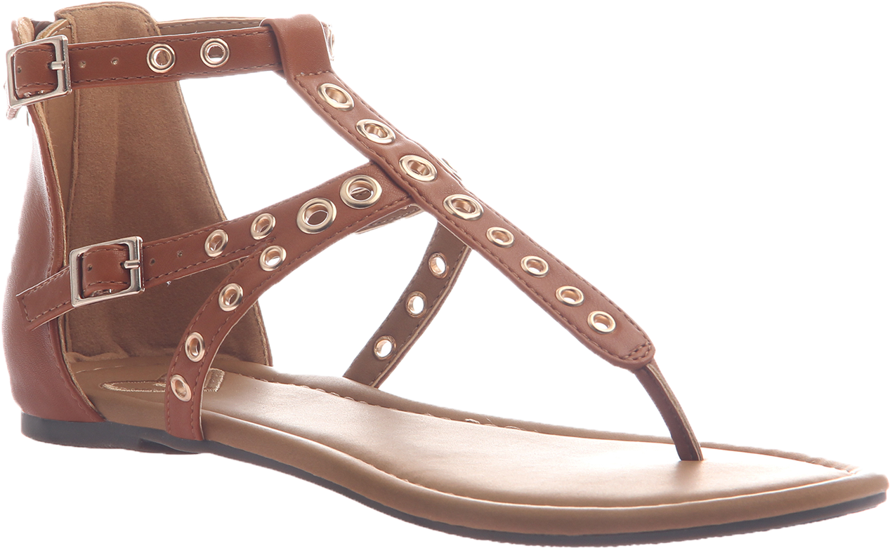Augusta In Tobacco Flat Sandals (1400x1400), Png Download