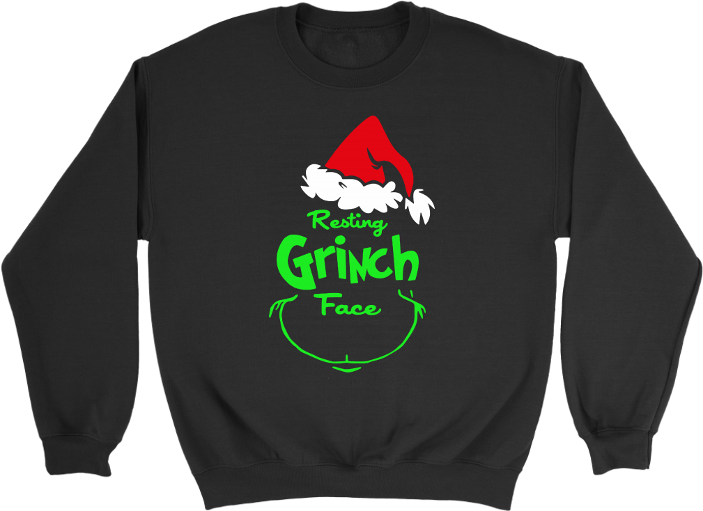 Resting Grinch Face Sweatshirt (1024x1024), Png Download