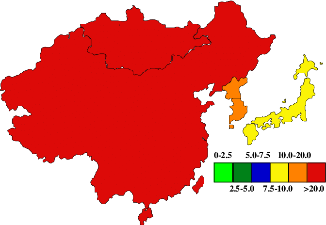 Male Oesophageal Cancer Incidences/100,000 (672x464), Png Download