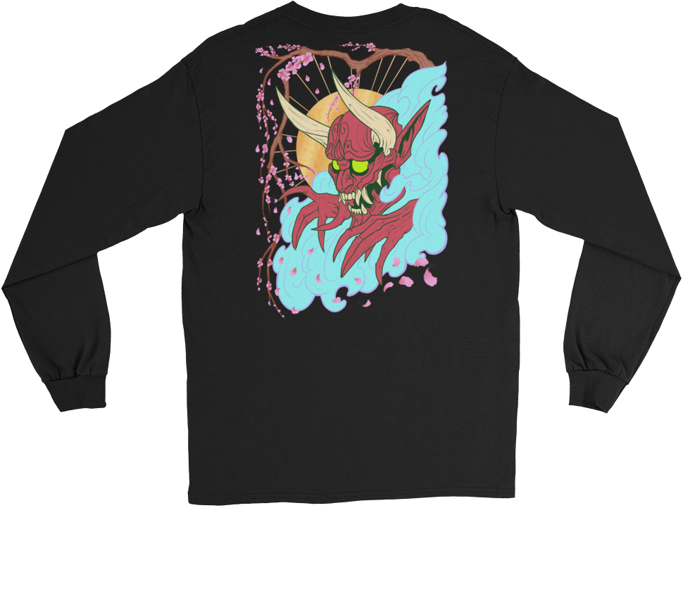 Uchuujin And Oni Front And Back Long Sleeve (1000x1000), Png Download