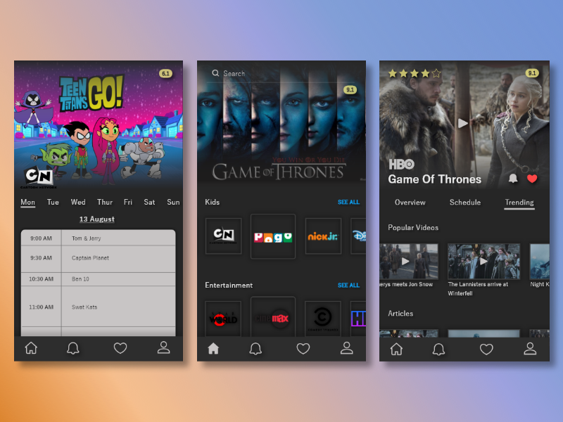Tv Schedule App Ux Ui Design Android Ios App Tv (800x600), Png Download