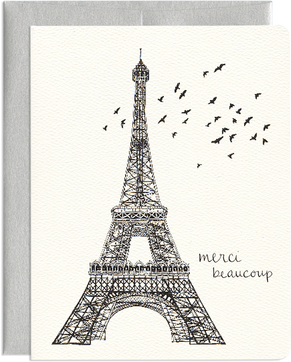 Whimsical Paris Thank You Card (800x800), Png Download