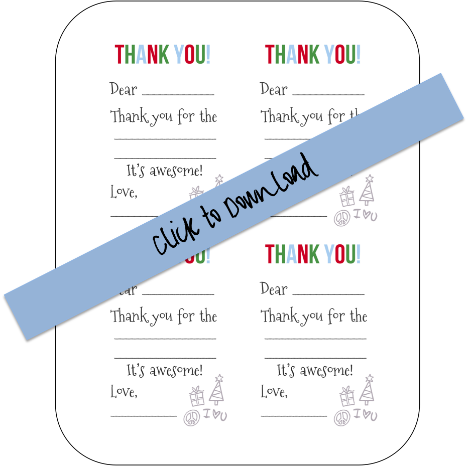 Printable Fill In The Blank Thank You Notes Via Lilblueboo (932x929), Png Download