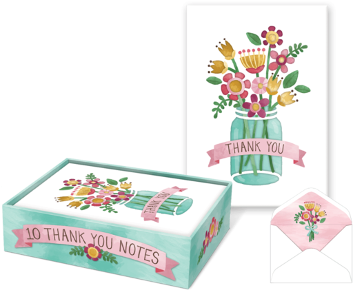 Thank You Floral Bouquet Boxed Cards (600x600), Png Download