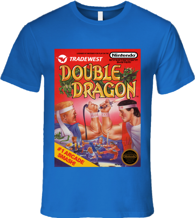 Double Dragon Nintendo Game Cover T Shirt (792x719), Png Download