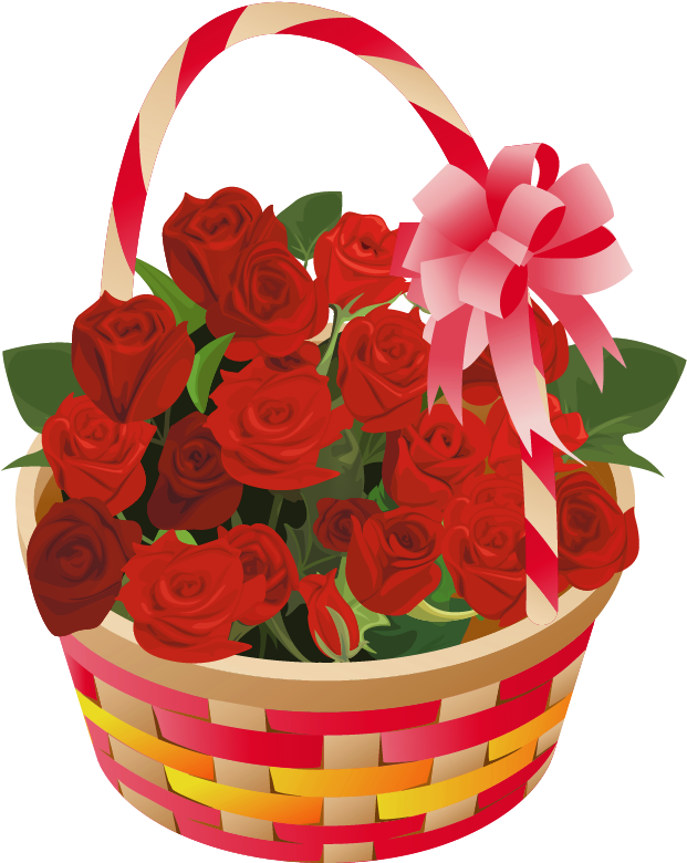 Roses Basket Png Clipart (656x831), Png Download