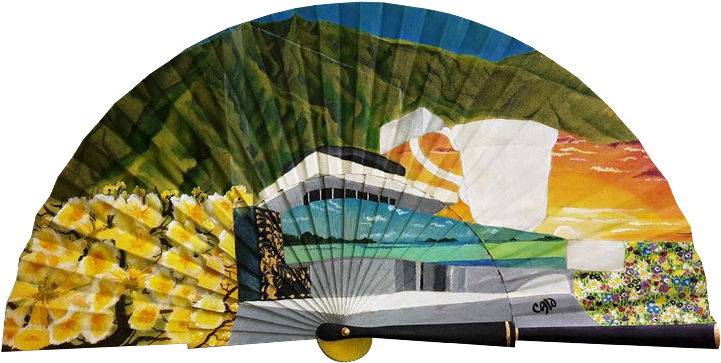 Handfan Abanico Pintado A Mano Irene Calcaño Accesorio (1500x844), Png Download