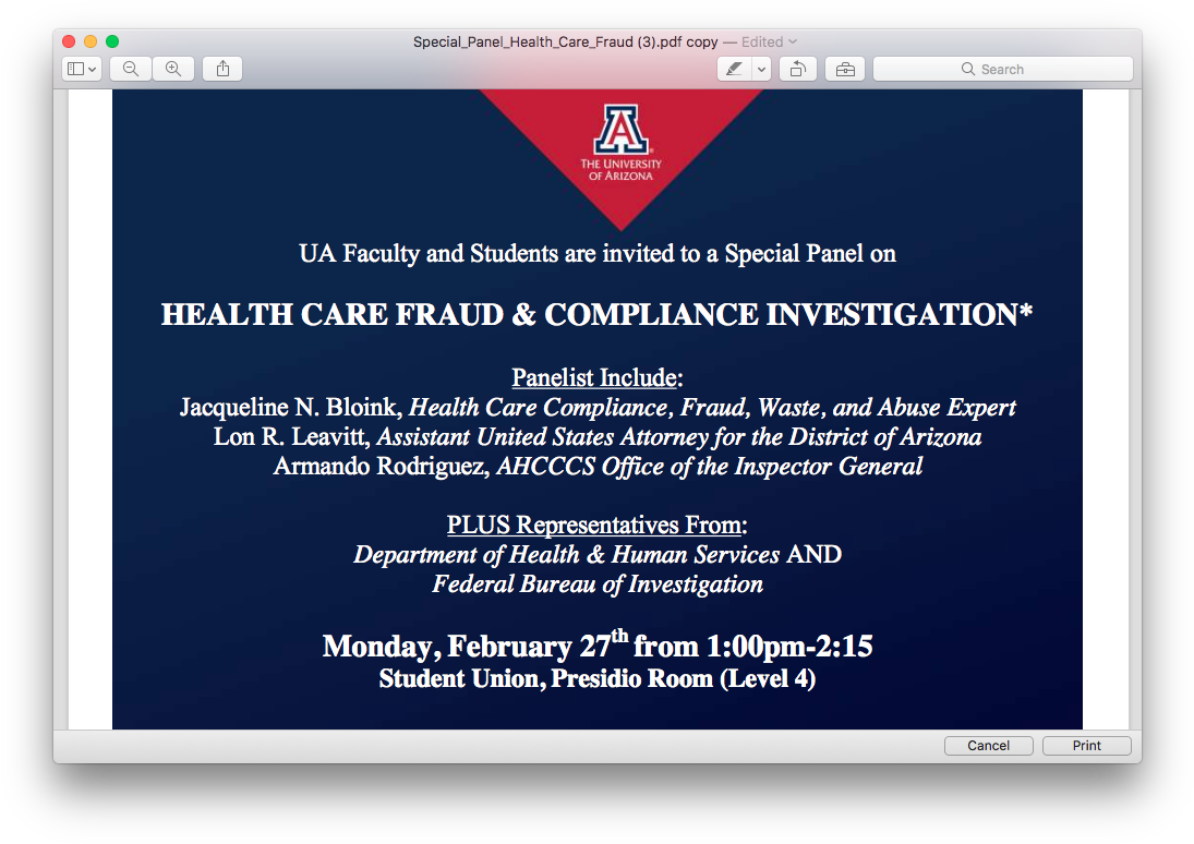 Healthcare Fraud Panel At The University Of Arizona (1110x785), Png Download