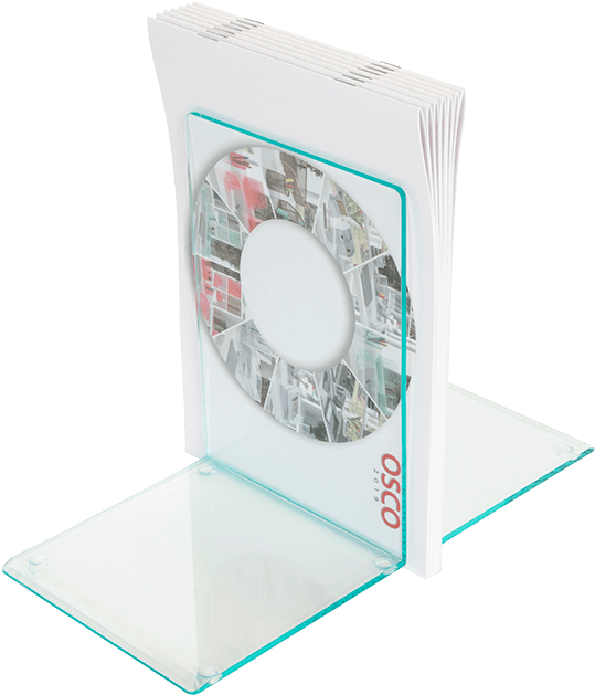 Osco Abe1-gl Glass Look Acrylic Bookends (600x654), Png Download