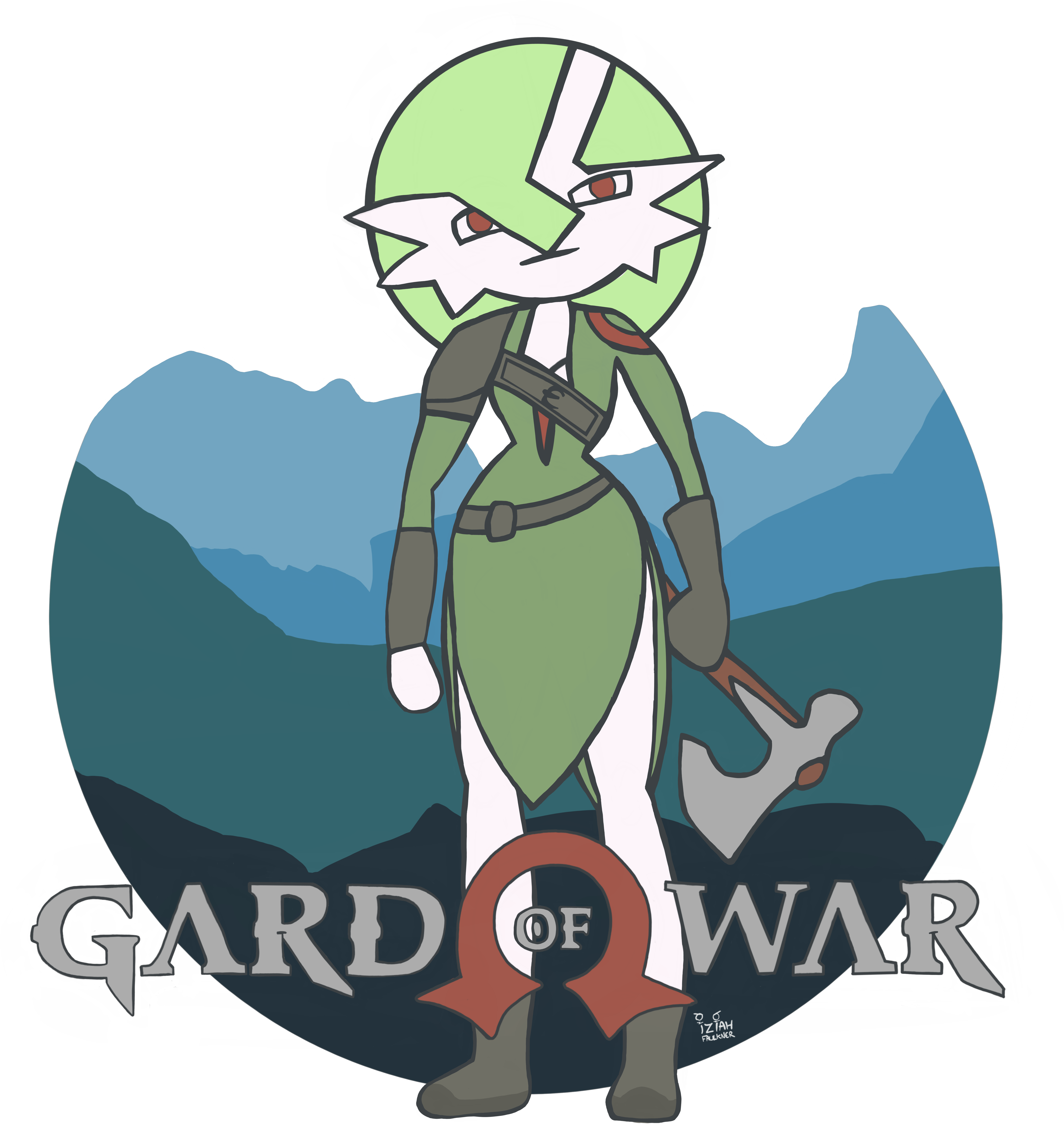 A Crossover Drawing I Made Of Gardevoir And Kratos (6000x6000), Png Download