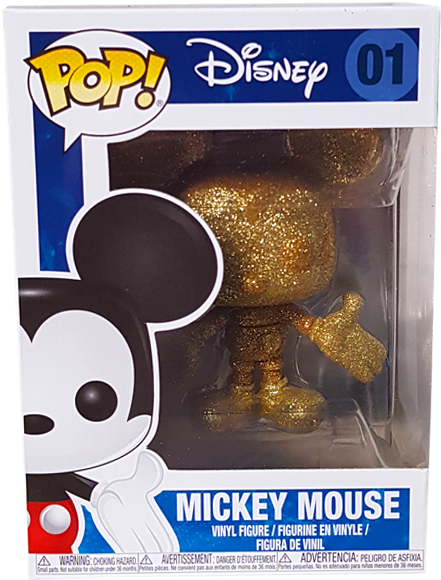 Mickey Mouse Gold Diamond Glitter Us Exclusive Pop (600x600), Png Download