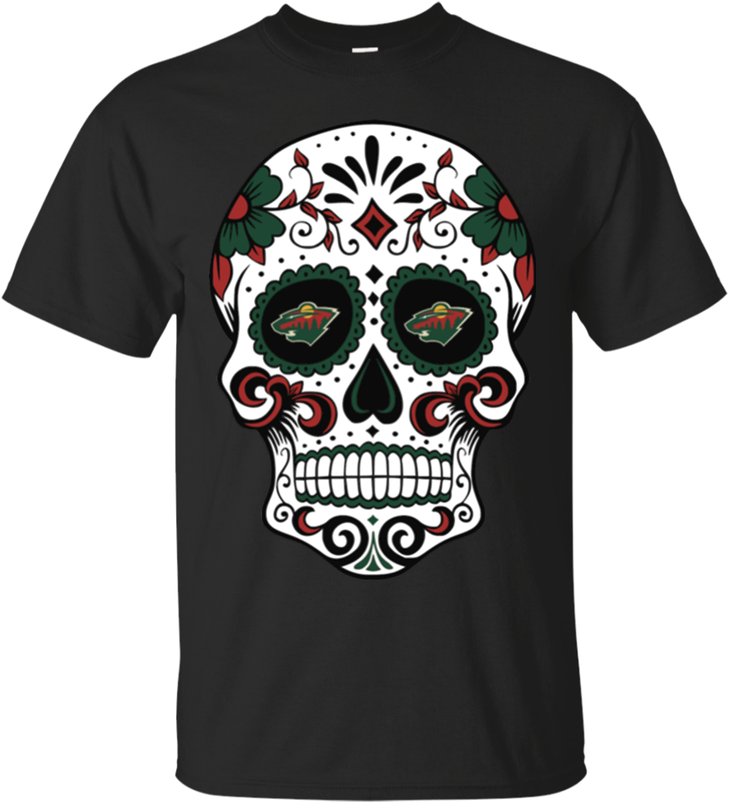 Minnesota Wild Sugar Skull T (1155x1155), Png Download