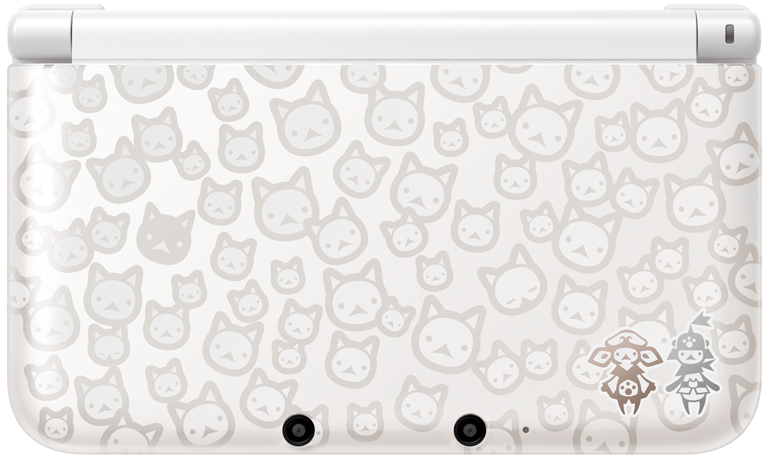 Nintendo 3ds Xl Monster Hunter 4 Felyne White (800x490), Png Download