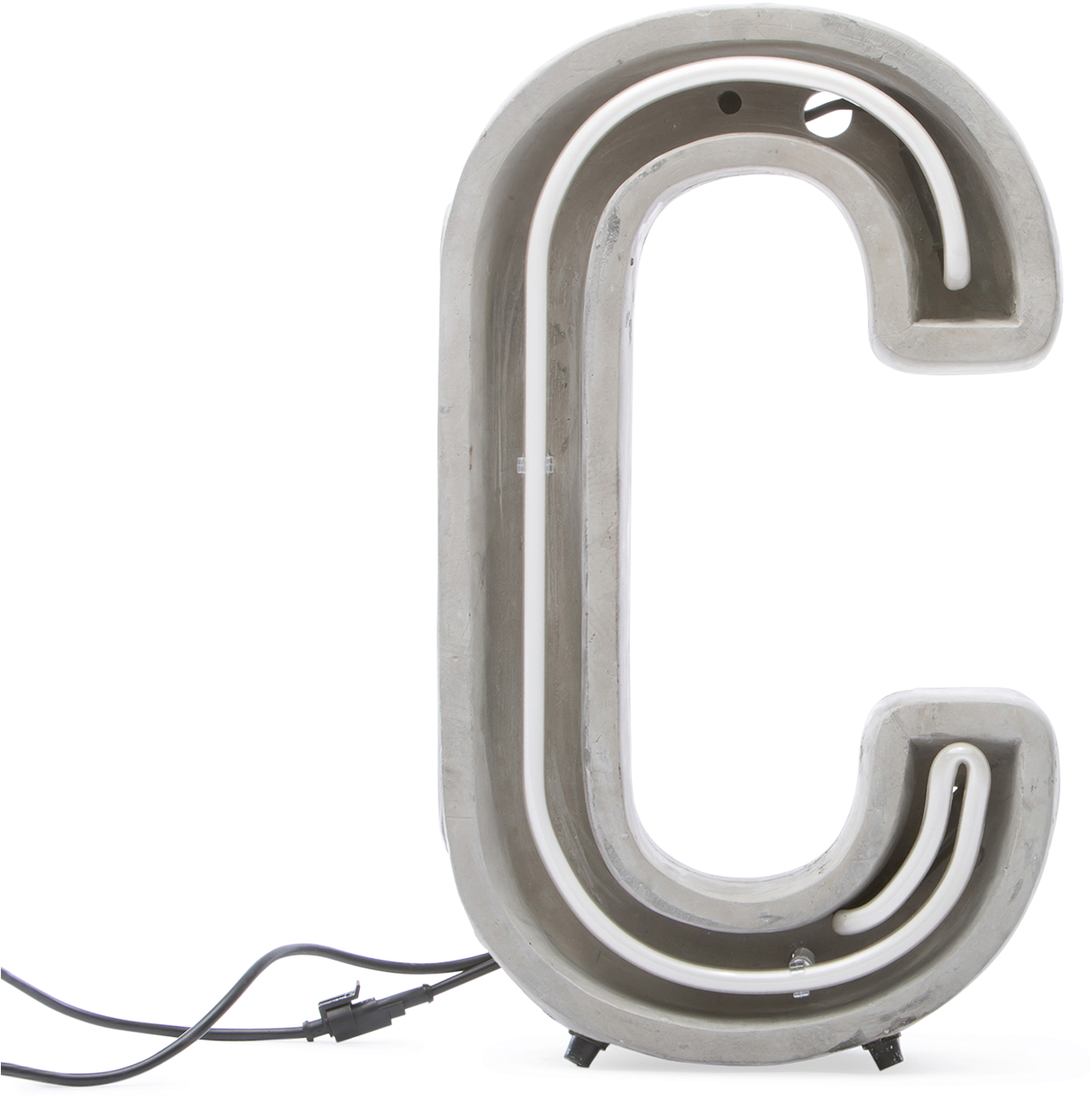 Alphacrete, Concrete Neon Light C-0 - Néon Alphacrete Table Lamp - Letter C - Indoor / Outdoor (2000x1712), Png Download