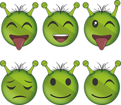 Alien, Emoji, Emoticon, Icon, Emotion - Emoticon (391x340), Png Download